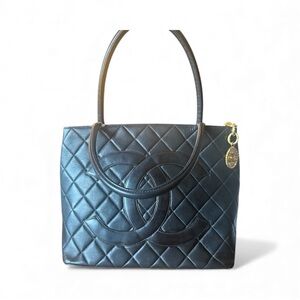 Vintage Chanel Medallion Coin Tote- Black